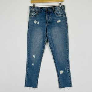 NEW STS Blue Womens‎ 24 Raw Edge Skinny Denim Jeans Distressed Destroyed Grunge